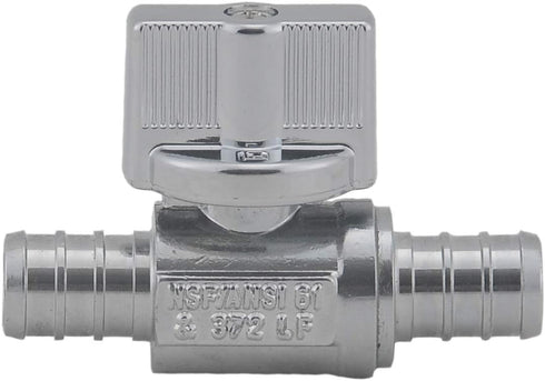 LD Valve- 1/4 Turn Pex Straight Toilet Stop Valve, 1/2-in PEX x 1/2-in PEX, Quarter Turn LF Brass Chrome Plated Pex Str Shut off Valve for Faucet ...