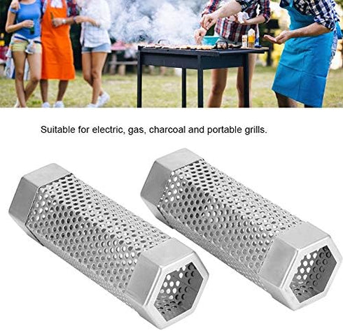 2PCS Premium Pellet Smoker Tube 6 inches 5 Hours of Billowing Smoke for Any Grill or Smoker, Hot or Cold Smoking An Easy and Way to Provide Smokin...