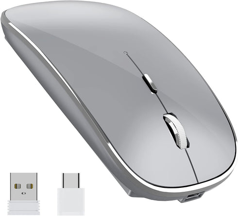 Wireless Mouse Chargeable Portable Silent Wireless Mouse USB and Type-C Dual Mode Wireless Mouse 3 adjustable DPI for Laptop, Mac, MacBook, Androi...