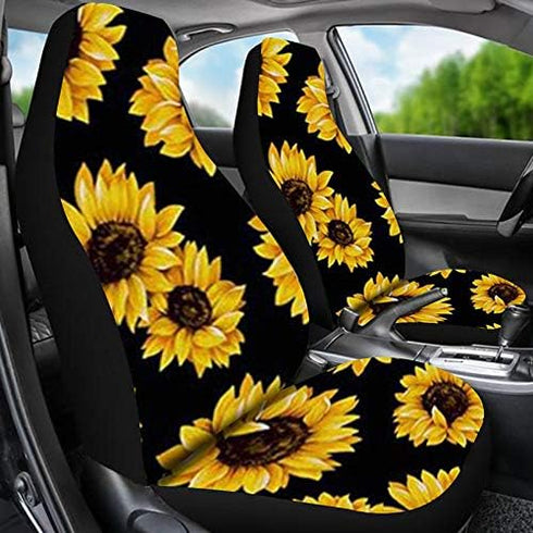 Car Front Seat Covers, Universal Blue 3D Animal Wolf PrintingCar Seat Protector Seat Cushion Full Cover Fit Most Car,Truck,SUV,Van (Sunflower-2PC)...