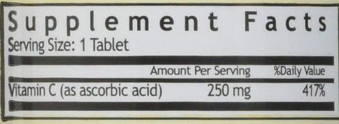 VIT C TABS 250 MG WMILL 100...