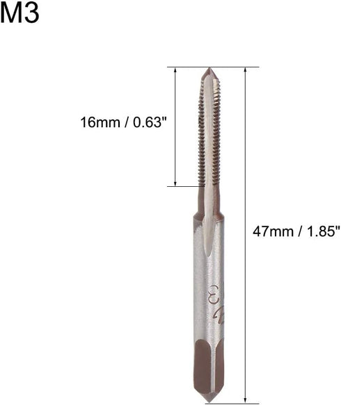uxcell Metric Hand Taps M3 Thread 0.5 Pitch 3 Straight Flutes H2 Alloy Tool Steel Bottom & Taper Screw Tap Set Tapping Tools for Repairing 1 Pair...