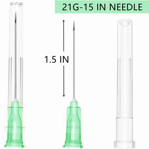 100 Pack 21Ga 1 1/2 Inch Stainless Steel Dispensing Lab Tools Accessories for Scientific Labs, Measuring and Refilling, Individually Wrapped...