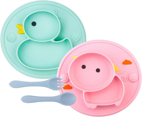 Toddler Plate, Portable Baby Plates for Toddlers and Kids, BPA-Free Strong Suction Plates for Toddlers, Dishwasher & Microwave Safe Silicone Place...