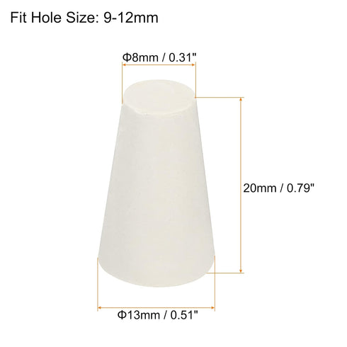 MECCANIXITY Rubber Tapered Plug 8mm to 13mm Solid Test Tubes Bungs Stopper White for Lab Home 12 Pieces...