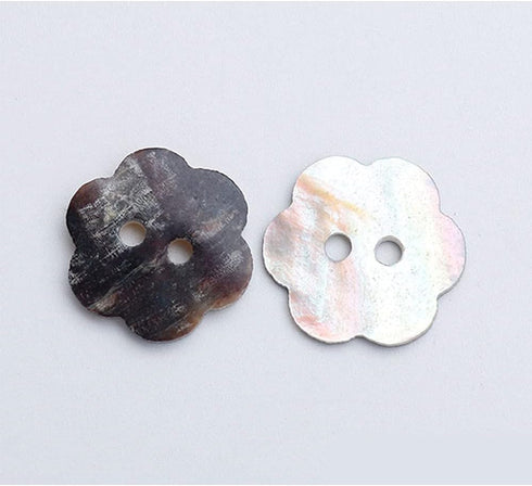 10 PCS 2 Holes Heart Star Flower Square Shaped Mother of Pearl Delicate Natural Shell Buttons for Sewing Craft Scrapbooking (Flower, 11.5mm)...