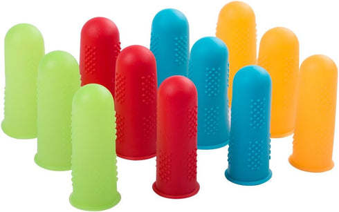 Petift 12 Pieces Silicone Finger Protectors Covers Caps for Hot Glue Gun Wax,Finger Guards Heat Resistant, Sewing Craft Ironing Embroidery Needlew...