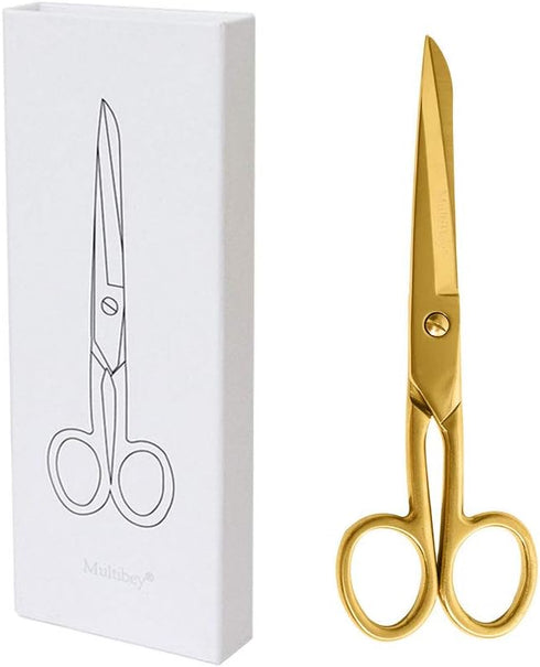 MultiBey Gold Scissors 7" Tailor Fabric Paper Cutting Tools Craft Scissors Shears Heavy Duty Copper Straight Recycled Home Office Scissors Cutter...