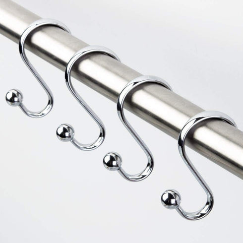 iDesign InterDesign Shower Curtain S-Hooks Chrome, Set of 12 Axis Shwr Hks W/Ball Set/12, Set of 1, 12 Count...