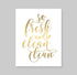 Susie Arts 8X10 Unframed So fresh and so clean Funny Kids bathroom art Real Gold Foil Print Wall Art Poster Home Inspirational Gold Decor Christma...