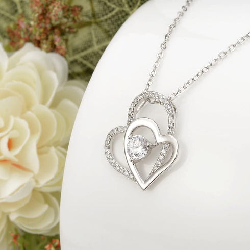 EVER FAITH Double Circles Necklace Sterling Silver Infinity Interlocking Friendship Sister Mother Daughter Necklace Birthday/Mothers Day/Valentine...