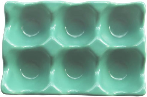 Ceramic Egg Holder Egg Tray Porcelain Fresh Egg Holder for Fridge Countertop Kitchen Storage Half Dozen 6 Cups...