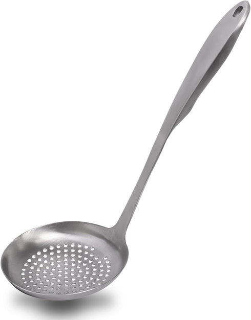 Kitchen Skimmer Slotted Spoon for Cooking, Metal Strainer 304 Stainless Steel Skimmer Spoon with Ergonomic Handle, Heavy Duty Large Scoop Strainer...
