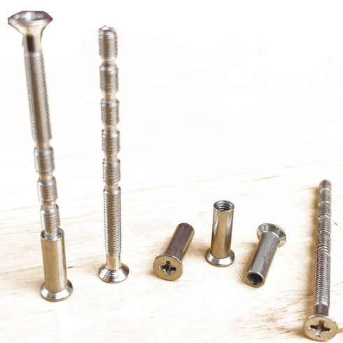 4 Set Sliding Door Handle Screw Post Replacement, M4 x 60mm Phillips Break Away Long Flat Countersunk Head Screws with Posts for Cabinet Drawer Do...