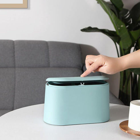 Mini Trash Can with Lid - Removable Small Garbage Can, Tiny Plastic Trash Bin, Pop Up Countertop Wastebasket, Counter Garbage Lint Bin for Bathroo...