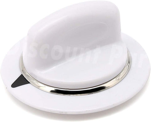DPD WE1M654 Dryer White Timer Control Knob with Metal Ring for General Electric GE Kenmore Sears RCA Hotpoint Dryer, Replaces AP3995088, 1264290, AH1482197, EA1482197, 212D1726
