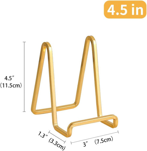 Plate Holder Easel Display Stand - 4.5 inch Metal Plate Stands for Display - Tabletop Picture Stand - Gold Iron Easels for Display Pictures | Phot...