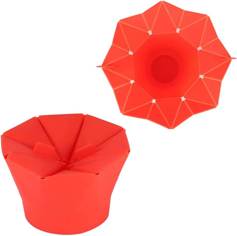 Microwave Silicone Popcorn Popper Collapsible Popcorn Maker Bowl with Folding Lid Handle Home Kitchen Tool Red Dishwasher Safe...