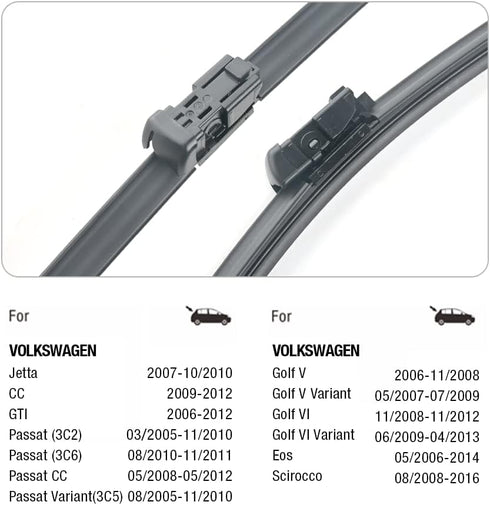 24"+19" Windshield Wiper Blades Replacement For VW Volkswagen Passat 2010-2006 Jetta 2010-2007 Eos 2016-2006 Golf 5 Golf 6,Automotive Replacement ...