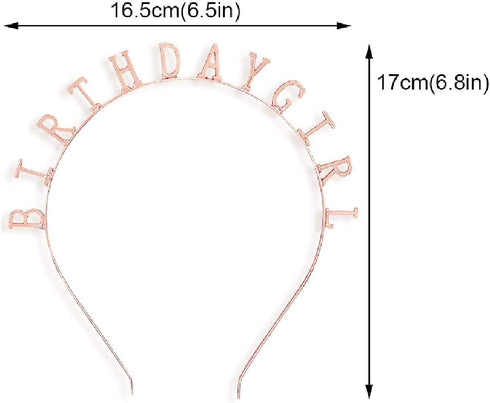 Birthday Girl Tiara Headband Headpiece Girls Party Hair Accessories, 0.6" 0.3" Letters (Gold Birthday Girl)...