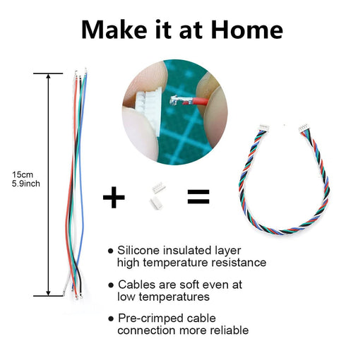 1.25mm Pitch Connectors and Pre-Crimped Cables Compatible with JST Molex PicoBlade 1.25mm for Pixhawk Silicone 15cm Wire...
