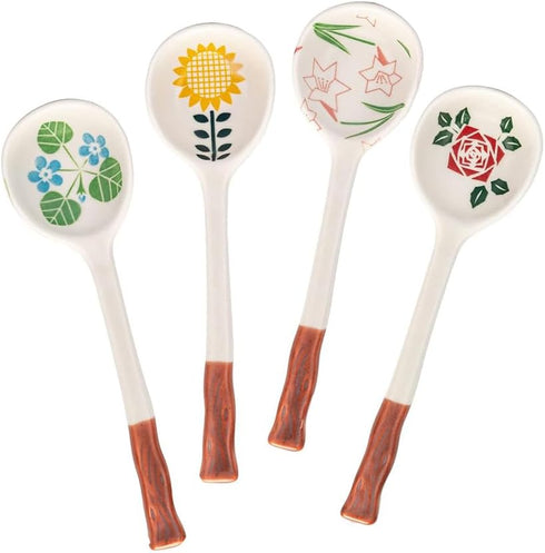 Ceramic Soup Spoons Set Asian Spoons Chinese Japanese Tablespoon for Ramen Pho Wonton Dumplings Miso - Set of 4...