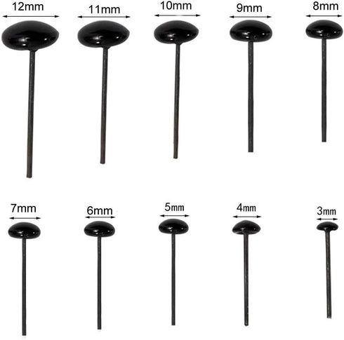 BESTCYC 1Box(100pcs) 3-12mm 10 Different Size Mini Black Glass Eyes Needle Felting Bears Dolls Toy Teddy Puppets Decoys Sewing Arts Crafts Eyes Ki...