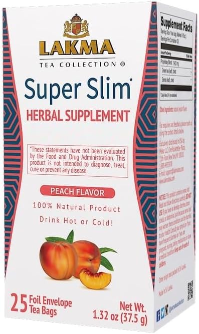HYLEYS Lakma Super Slim Tea with Peach - 25 Tea Bags...