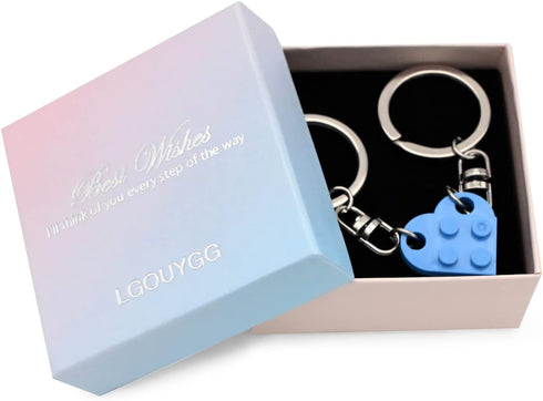 Matching Brick Keychain for Couples, Cute Heart Shape Keychains Set, Sweet Gifts for Girlfriend Boyfriend Friendship...