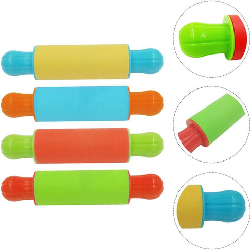 4pcs Clay Rolling Pin Soft Clay Plasticine Dough Modelling Roller Sticks Children Clay and Dough Playing Tools Kids Playdough Kit...