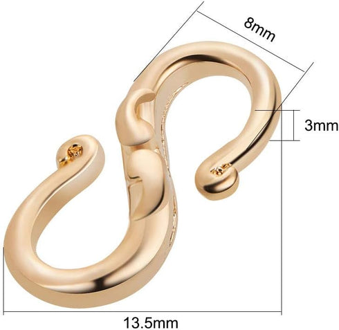 BENECREAT 10 PCS 18K Real Gold Plated S-Hook Clasps Necklace Clasp Jewelry Findings for DIY Jewelry Making...