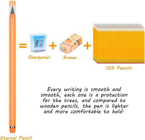 Inkless Pencil,7PCS Infinity Pencil with Extra 7 Eraser Reusable Inkless Everlasting Pencil with 7 Replaceable Nibs Pencil for Writing Drawing Stu...