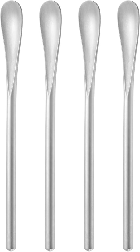 5Inch/12.8cm Coffee Stirrers Spoon,Silver Stainless Steel 304# Coffee Stir Sticks,Round Solid Handle Cocktail Beverage Iced Tea Stirring Stick,Dri...