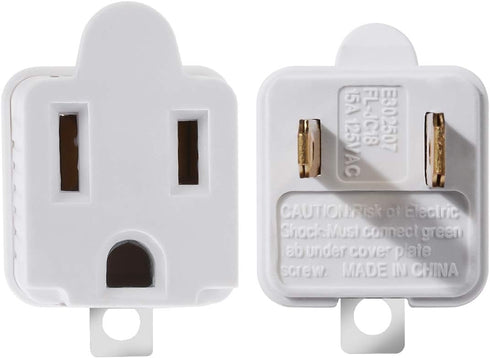 Grounded Adapter 3-Prong to 2-Prong Outlet Converter - 3 Pin to 2 Pin Plug Socket Adapter Extension for Electrical Cord, Household, Workshops, Ind...