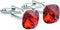 Red Square Crystal Cufflinks Pair in a Presentation Gift Box & Polishing Cloth...