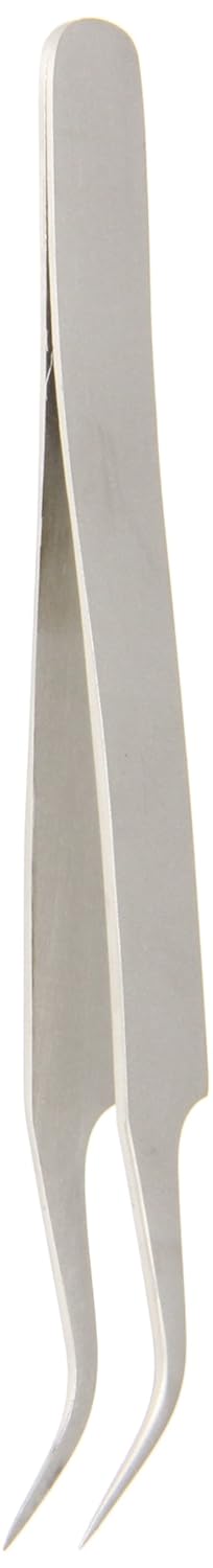 Hakko CHP 7-SA Stainless Steel Non-Magnetic Precision Tweezers with Very-Fine Point Curved Tips, 4-1/2" Length...