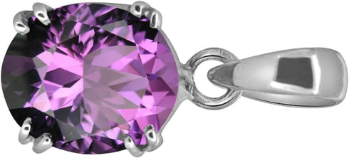 7.55 Carat Natural Amethyst Stone Pendant Necklace Oval Shape Pure 925 Sterling Silver Pendant...