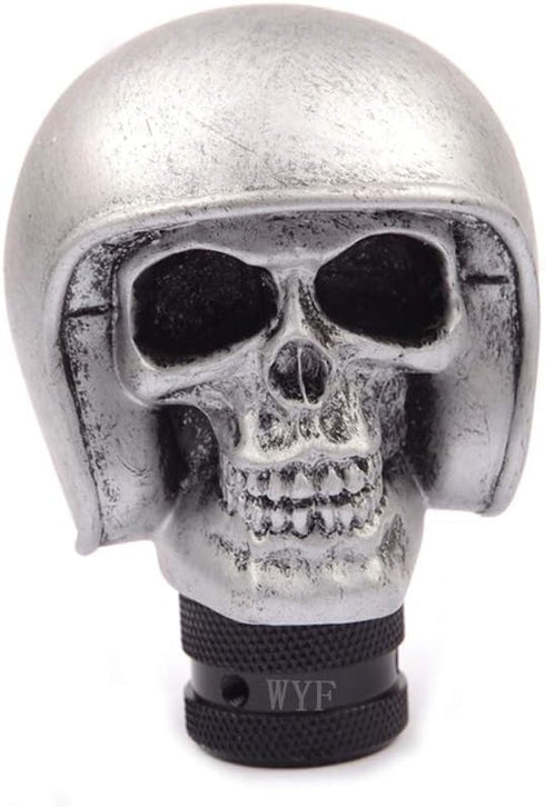 WYF Baseball Hooded Skull Gear Shift Knob Car Resin Gear Shifter Knob for Most Manual or Automatic Transmission (Silver)...