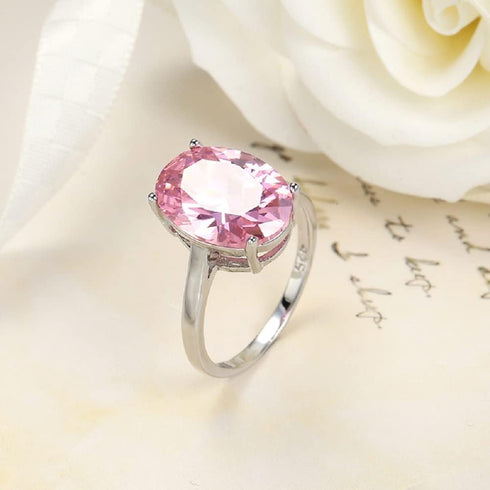ASFKIPMF Women 925 Silver Oval Cut Pink Topaz Gemstone Gp Pink Austria Crystal Lady Bridal Wedding Engagement Zircon Cushion Cut Super Light Pink ...