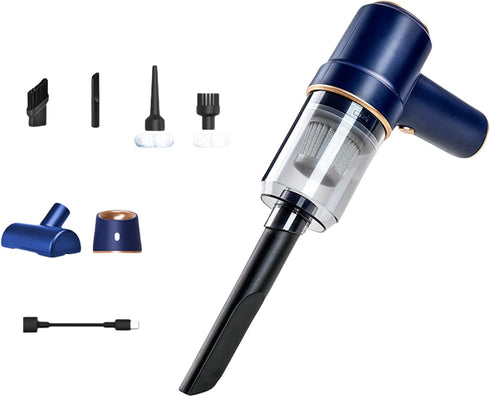 Handheld Vacuum Cordless, 9000PA Car Vacuum with LED Light, Portable Car Vacuum Cleaner, Mini Hand Vacuum with Low Noise for Car, Home, Office(Blu...