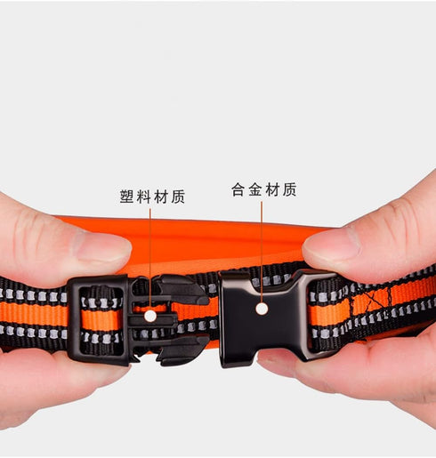 Reflective Nylon Dog Collar with Safety Buckle, Adjustable Pet Collars Comfortable Soft Neoprene Padding Dog Collar for Small Medium Large Dogs (S...