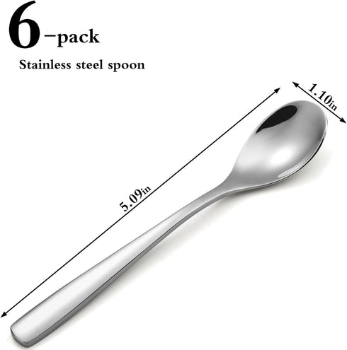 Tea Spoons Set of 6 Stainless Steel Teaspoons Long Handle Stirring Spoons for Tea Coffee Demitasse Espresso Dessert (6pcs Tea Spoons)...