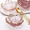 WILL Small Glass Dish Nordic Style Gold Inlay Glass Sauce Bowl Mini Japanese Cherry Blossoms Seasoning Plate For Ice Cream Fruit Sala...