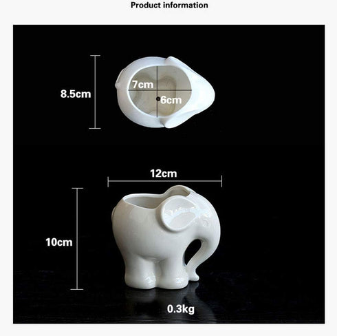 3.9" Ceramic Elephant Pencil Holder/Pen Holder/Flower Pot/Succulent Planter White Elephant Gifts Ideal Gifts for Women, Mom or Birthdays...