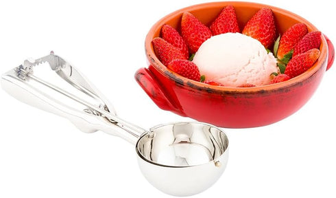 Restaurantware Met Lux 3 Ounce Gelato Scoop 1 Ambidextrous Ice Cream Scoop - Built-In Blade Dishwashable Stainless Steel Cookie Dough Scoop Comfor...