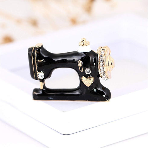 1 PCS Cute Sewing Machine Brooch Pins for Women Wedding - Black Enamel...