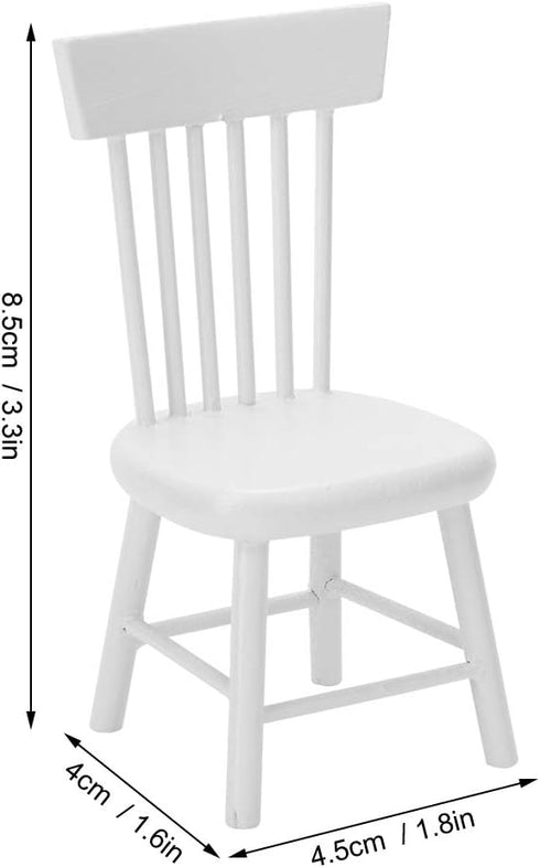 Dollhouse Chair, Miniature Furniture Model Wooden Dining Chair Furniture for 1:12 Doll House Accessory Dollhouse Accessories (White)...
