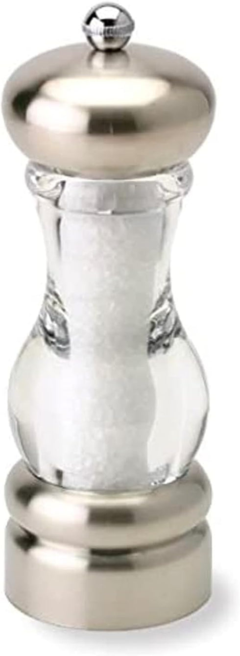 Olde Thompson Del Norte - 7" Stainless Steel Salt Mill - Pre-filled with Sea Salt Crystals, Fully Adjustable Grinding Mechanism, Removable Top, Gr...