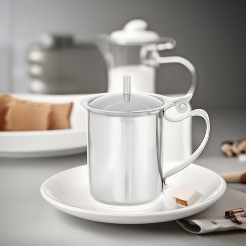 Winco Stainless Steel Creamer with Cover, 10-Ounce, Medium, Metallic...