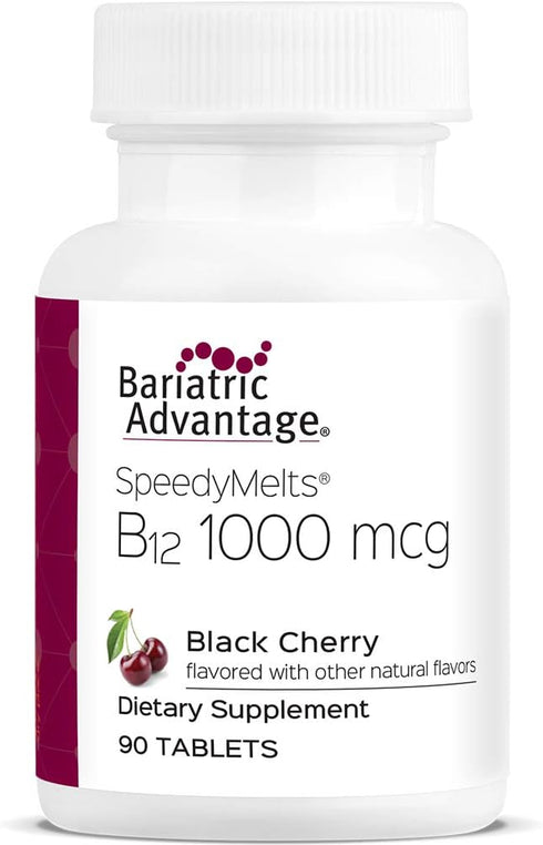 Bariatric Advantage B-12 Speedy Melts, Vitamin B12 1000 mcg Supplement, Fast Melting with 200 mcg of Folic Acid for Nutritional Support - Black Ch...